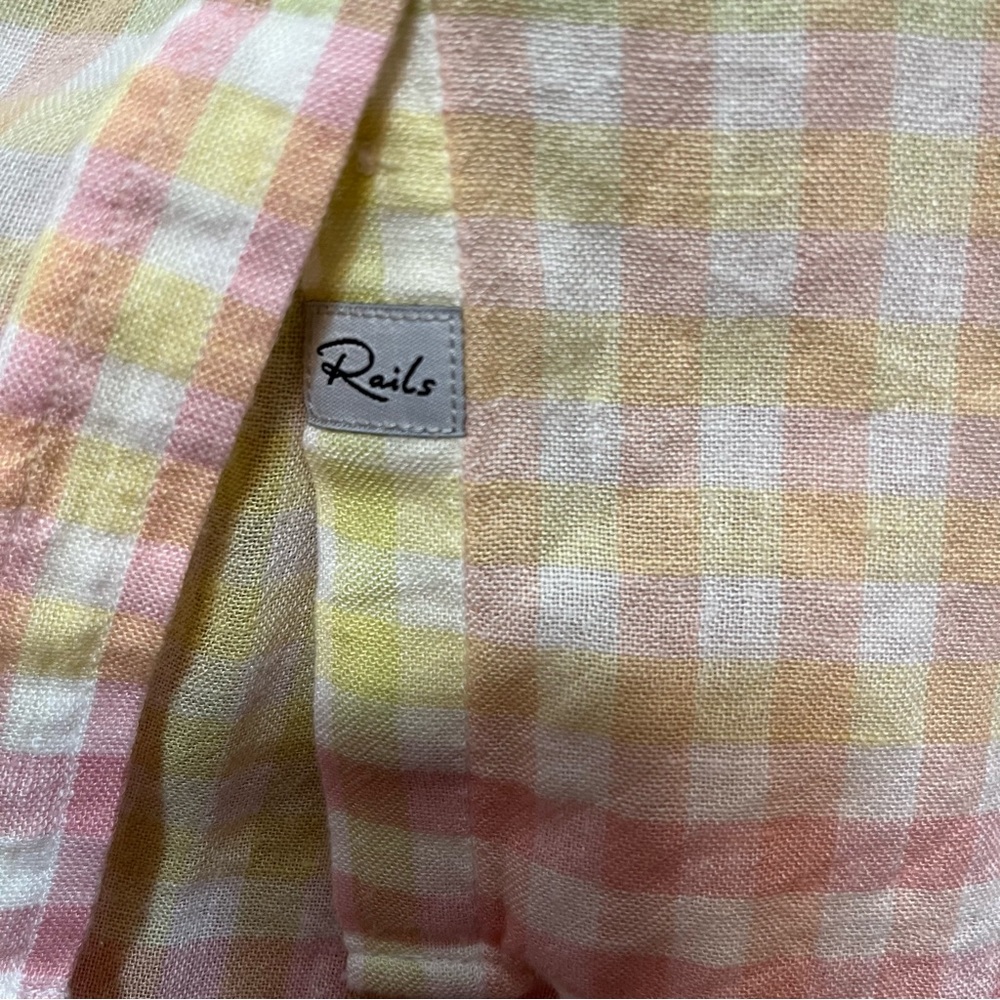 Rails Charli Lemon Raspberry Linen Blend Plaid Bl… - image 5